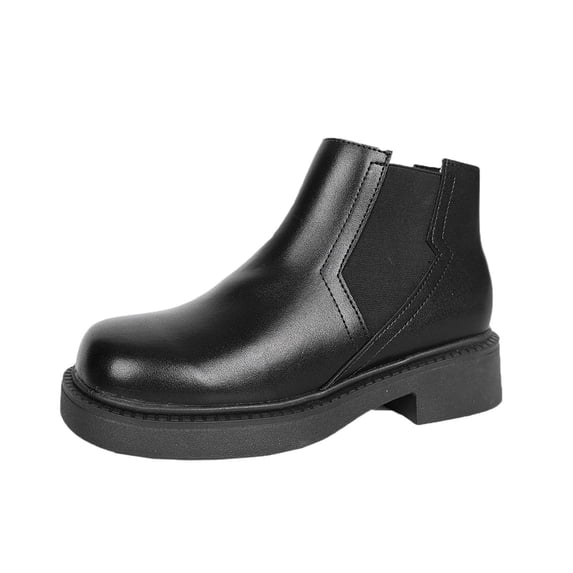 Xfvqtps Womens Chunky Sole Ankle Boots Fashion Winter Comfortable Slip on Booties with Elastic Side Round Toe Casual Short Boots for Women Black