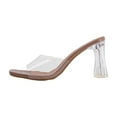 thumbnail image 1 of Xfvqtps Womens Clear Block Heel Sandals Transparent PVC Strap Open Toe Mule Modern Comfortable Height Increasing Party Heels, 1 of 9