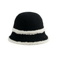 thumbnail image 1 of Xfvqtps Womens Cloche Bucket Hat Knit Chunky Dome Top Winter Color Matching Windproof Coldproof Warm Fall Winter Fishing Hat Black, 1 of 5