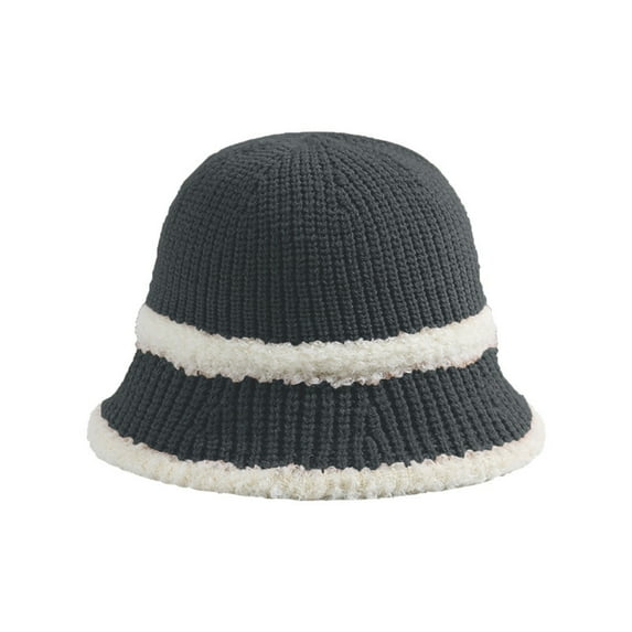 Xfvqtps Womens Cloche Bucket Hat Knit Chunky Dome Top Winter Color Matching Windproof Coldproof Warm Fall Winter Fishing Hat Gray