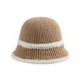 thumbnail image 1 of Xfvqtps Womens Cloche Bucket Hat Knit Chunky Dome Top Winter Color Matching Windproof Coldproof Warm Fall Winter Fishing Hat Khaki, 1 of 4