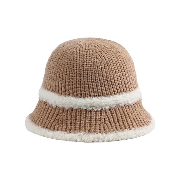 Xfvqtps Womens Cloche Bucket Hat Knit Chunky Dome Top Winter Color Matching Windproof Coldproof Warm Fall Winter Fishing Hat Khaki