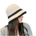 thumbnail image 1 of Xfvqtps Womens Cloche Bucket Hat Knit Chunky Dome Top Winter Color Matching Windproof Coldproof Warm Fall Winter Fishing Hat White, 1 of 2