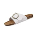 thumbnail image 1 of Xfvqtps Womens Cork Footbed Sandals Slide Sandals for Women With Adjustable Strap Buckle Open Toe Beach Sandals White, 1 of 1