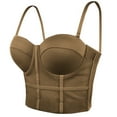 thumbnail image 1 of Xfvqtps Womens Corset Crop Tops Sling Tube Top Solid Color Flexible Boned Support Spaghetti Straps Bustier Vest Waist Corset Coffee, 1 of 8