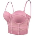 thumbnail image 1 of Xfvqtps Womens Corset Crop Tops Sling Tube Top Solid Color Flexible Boned Support Spaghetti Straps Bustier Vest Waist Corset Pink, 1 of 8