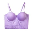 thumbnail image 1 of Xfvqtps Womens Corset Crop Tops Sling Tube Top Solid Color Flexible Boned Support Spaghetti Straps Bustier Vest Waist Corset Purple, 1 of 6