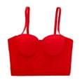 thumbnail image 1 of Xfvqtps Womens Corset Crop Tops Sling Tube Top Solid Color Flexible Boned Support Spaghetti Straps Bustier Vest Waist Corset Red, 1 of 6