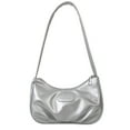thumbnail image 1 of Xfvqtps Womens Crescent Bag Fold Design Solid Color Simplicity Fashion Lightweight Portable Commuting Underarm Bag Silver, 1 of 8