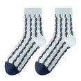 thumbnail image 1 of Xfvqtps Womens Crew Socks Ribbed Pattern Color Blocking Middle Tube Non Shedding Comfortable Breathable Elastic Soft Cozy Premium Spring Summer Cotton Socks Light Blue, 1 of 4