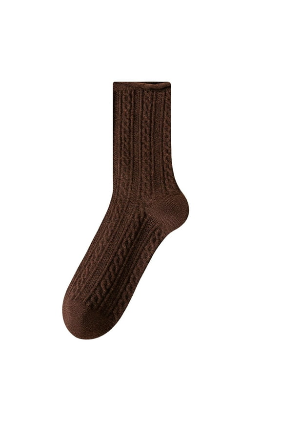 Womens Crew Socks Solid Color Simplicity Ribbed Pattern Middle Tube Non Shedding Comfortable Breathable Elastic Soft Cozy Premium Spring Summer Cotton Socks Brown
