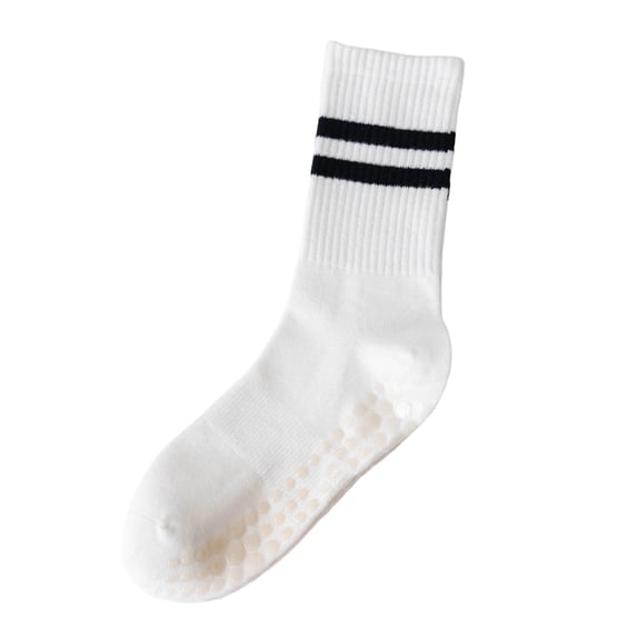 Xfvqtps Womens Crew Socks with Grips Stripes Breathable Non Slip Indoor Socks for Fitness Gym