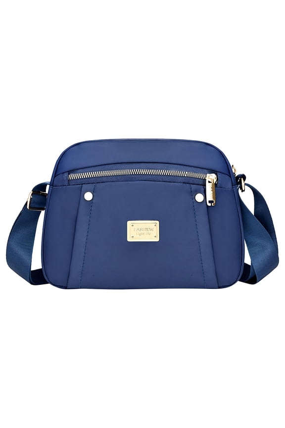 Womens Crossbody Bag Large Capacity Multi Compartment Adjustable Shoulder Strap Oxford Cloth Inclined Shoulder Bag Dark Blue