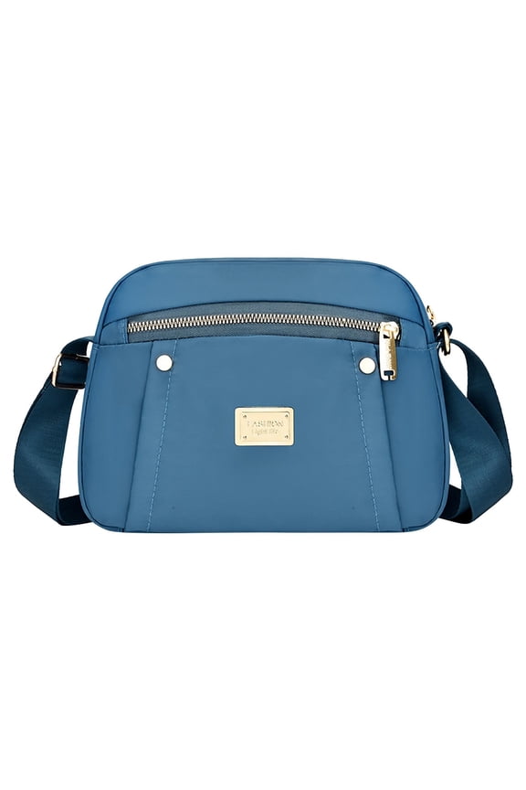 Womens Crossbody Bag Large Capacity Multi Compartment Adjustable Shoulder Strap Oxford Cloth Inclined Shoulder Bag Light Blue