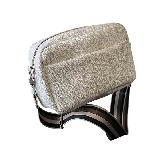 Xfvqtps Womens Crossbody Bag Large Capacity Wide Shoulder Strap Inclined Shoulder Leather Square Bag White