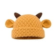 thumbnail image 1 of Xfvqtps Womens Cute OX Horn Hat with Ear Cuffed Solid Color Stretch Windproof Coldproof Fashion Versatile Warm Winter Beanie Yellow, 1 of 5