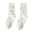 thumbnail image 1 of Xfvqtps Womens Cute Socks Coral Fleece Cherry Fruits Embroidery Mid Tube Thickened Comfortable Soft Cozy Indoor Sleep Warm Winter Fluffy Socks White-02, 1 of 7