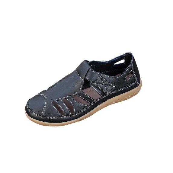 Xfvqtps Womens Cutout Sandals Adjustable Hook and Loop Strap Low Wedge Heel Breathable Casual Shoes Comfortable Walking Fisherman Shoes