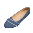 thumbnail image 1 of Xfvqtps Womens Denim Flats Loafers Casual Shoes Fringe Detail Slip on Round Toe Comfortable Versatile Outdoor Walking Blue, 1 of 9