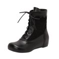 thumbnail image 1 of Xfvqtps Womens Embroide Ankle Boots Vintage Boho Style Lace up Round Toe Hidden Wedge Heel Winter Fashion Casual Flat Boots, 1 of 6