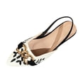 thumbnail image 1 of Xfvqtps Womens Embroidered Flat Sandals Pointed Toe Slingback Shoes with Chain Detail Comfortable Casual Walking Shoes Slip on Black, 1 of 6