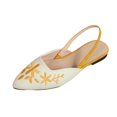 thumbnail image 1 of Xfvqtps Womens Embroidered Slingback Flat Sandals Pointed Toe Comfortable Casual Summer Shoes Yellow, 1 of 9