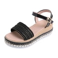thumbnail image 1 of Xfvqtps Womens Espadrille Wedge Sandals High Heel Adjustable Buckle Ankle Strap Rhinestone Non-Slip Sole Comfortable Summer Shoes, 1 of 9