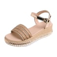 thumbnail image 1 of Xfvqtps Womens Espadrille Wedge Sandals High Heel Adjustable Buckle Ankle Strap Rhinestone Non-Slip Sole Comfortable Summer Shoes, 1 of 9