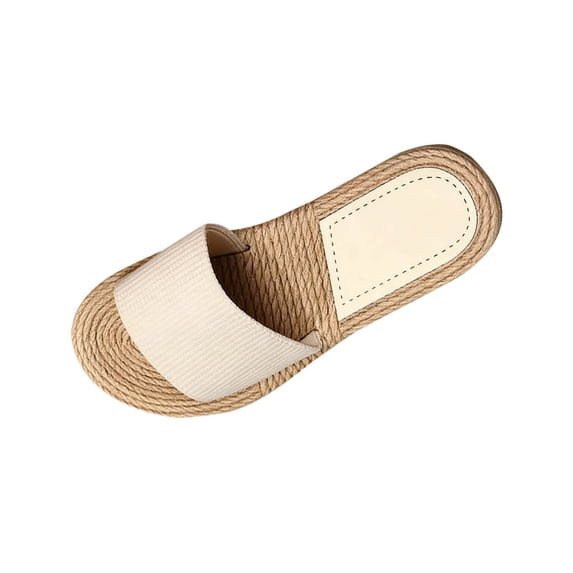 Xfvqtps Womens Espadrilles Slide Sandals Flat Boho Soft Sole Slip on Slippers Woven Rope Outdoor Indoor Casual Summer Shoes