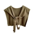thumbnail image 1 of Xfvqtps Womens Fake Collar Knitting Detachable Solid Color Bow Shoulder Decoration Mini Cape Elegant Lightweight Breathable Soft Shawls Army Green, 1 of 3