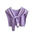 thumbnail image 1 of Xfvqtps Womens Fake Collar Knitting Detachable Solid Color Bow Shoulder Decoration Mini Cape Elegant Lightweight Breathable Soft Shawls Blue, 1 of 3