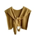 thumbnail image 1 of Xfvqtps Womens Fake Collar Knitting Detachable Solid Color Bow Shoulder Decoration Mini Cape Elegant Lightweight Breathable Soft Shawls Brown, 1 of 3