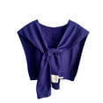 thumbnail image 1 of Xfvqtps Womens Fake Collar Knitting Detachable Solid Color Bow Shoulder Decoration Mini Cape Elegant Lightweight Breathable Soft Shawls Dark Blue, 1 of 3