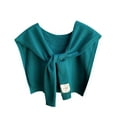thumbnail image 1 of Xfvqtps Womens Fake Collar Knitting Detachable Solid Color Bow Shoulder Decoration Mini Cape Elegant Lightweight Breathable Soft Shawls Green, 1 of 3