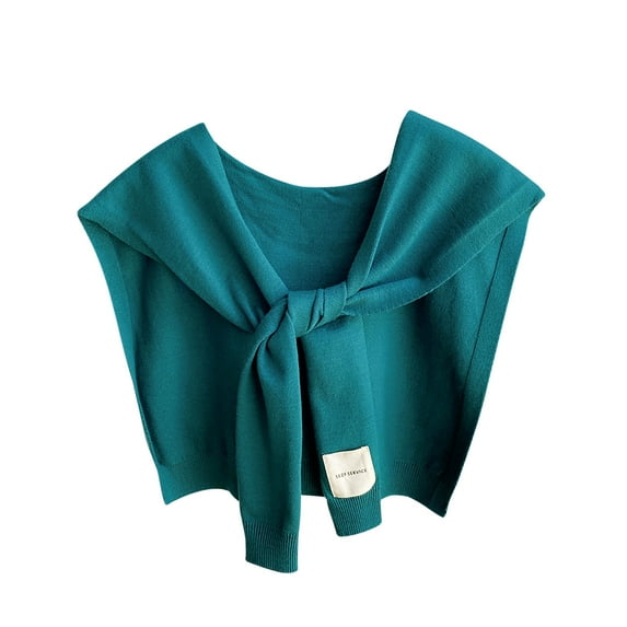Xfvqtps Womens Fake Collar Knitting Detachable Solid Color Bow Shoulder Decoration Mini Cape Elegant Lightweight Breathable Soft Shawls Green
