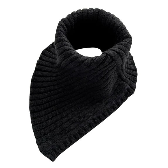 Xfvqtps Womens False Collar Knitted Solid Color Turtleneck Chuniky Detachable Neck Warmer Elastic Soft Thermal Winter Triangular Shawl Scarves Black