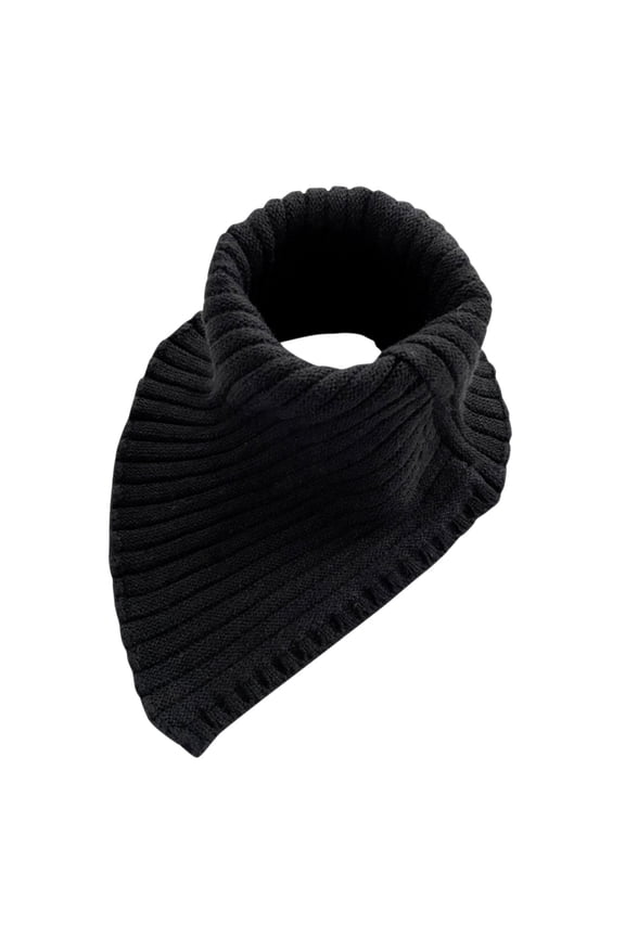 Womens False Collar Knitted Solid Color Turtleneck Chuniky Detachable Neck Warmer Elastic Soft Thermal Winter Triangular Shawl Scarves Black