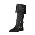 thumbnail image 1 of Xfvqtps Womens Fashion Boots Chunky Sole Flatform Ankle Boots Motorcycle Style with Metal Buckles Side Zipper Pull on Fall Winter Booties Black, 1 of 7