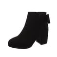 thumbnail image 1 of Xfvqtps Womens Fashion Boots Winter Bow Detail Ankle Booties Chunky Heel Side Zipper Round Toe Casual Comfort Boots for Outdoor Indoor Black, 1 of 8