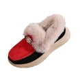 thumbnail image 1 of Xfvqtps Womens Fashion Casual Winter Warm Snow Boots Wedge Heel Thick Sole Embellished Buckle Faux Fur Collar Soft Suede Lightweight Comfortable Shoes Red, 1 of 7