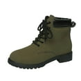 thumbnail image 1 of Xfvqtps Womens Fashion Martin Boots Flatform Ankle Booties Chunky Sole Lace up Workwear Boots Trendy Style Fall Winter Shoes Army Green, 1 of 9
