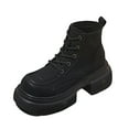 thumbnail image 1 of Xfvqtps Womens Fashion Winter Boots Chunky Sole Lace up Ankle Boots for Women Martin Work Boots Motorcycle Style Round Toe Casual Shoes for Outdoor Indoor Black, 1 of 1