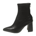 thumbnail image 1 of Xfvqtps Womens Fashion Winter Boots Pointed Toe Chunky Heel Ankle Boots with Rear Zipper Trendy Casual Low Heel Boots for Outing Black, 1 of 7