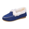 thumbnail image 1 of Xfvqtps Womens Faux Fur Lined Moccasins Winter Warm Shoes Flat Sole Comfortable Wear Indoor Outdoor Casual Slip on Shoes Blue, 1 of 7