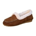 thumbnail image 1 of Xfvqtps Womens Faux Fur Lined Moccasins Winter Warm Shoes Flat Sole Comfortable Wear Indoor Outdoor Casual Slip on Shoes Brown, 1 of 8