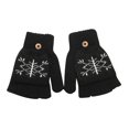 thumbnail image 1 of Xfvqtps Womens Fingerless Gloves with Flip Cover Plush Knitting Christmas Snowflake Print Sweet Windproof Warm for Cold Weather Winter Mittens Black, 1 of 4