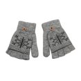 thumbnail image 1 of Xfvqtps Womens Fingerless Gloves with Flip Cover Plush Knitting Christmas Snowflake Print Sweet Windproof Warm for Cold Weather Winter Mittens Gray, 1 of 8