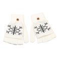 thumbnail image 1 of Xfvqtps Womens Fingerless Gloves with Flip Cover Plush Knitting Christmas Snowflake Print Sweet Windproof Warm for Cold Weather Winter Mittens White, 1 of 4