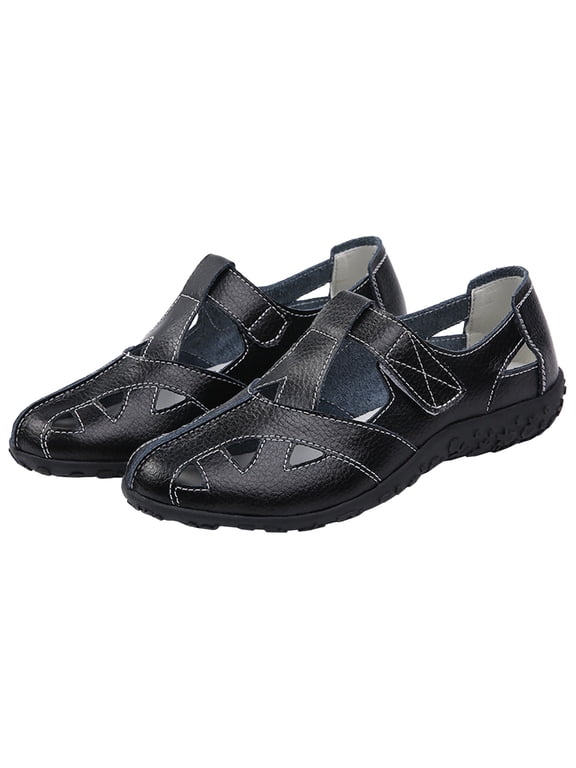 Womens Fisherman Sandals Close Toe Ankle Hook and Loop Strap Perforated Hollow out Soft Sole Lightweight Non Slip Comfortable Casual Travel Summer Walking Sandals