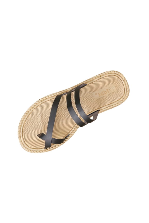 Womens Flat Sandals Flip Flops Toe Ring Multi Strap Espadrille Sole Casual Summer Beach Shoes